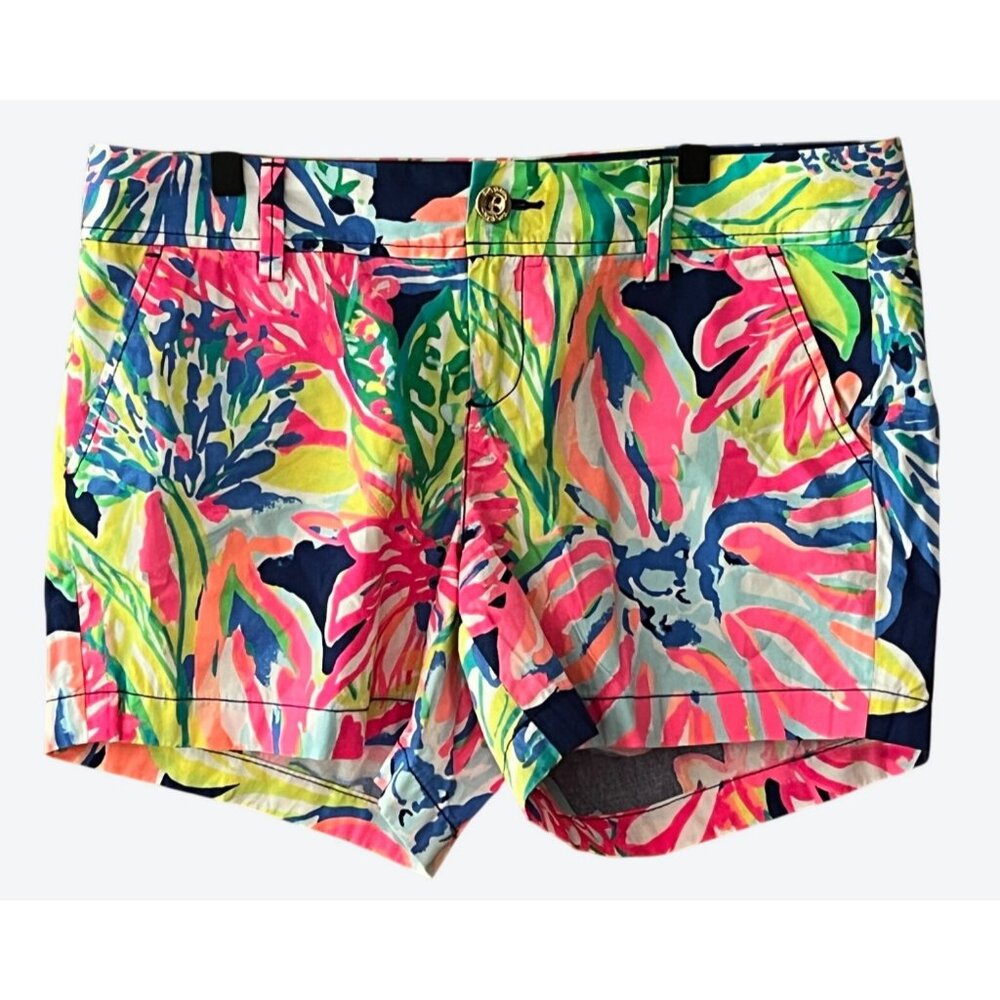 Lilly Pulitzer Size 10 Callahan Short Pink Yellow Green Blue White 34" x 5" - Picture 2 of 8
